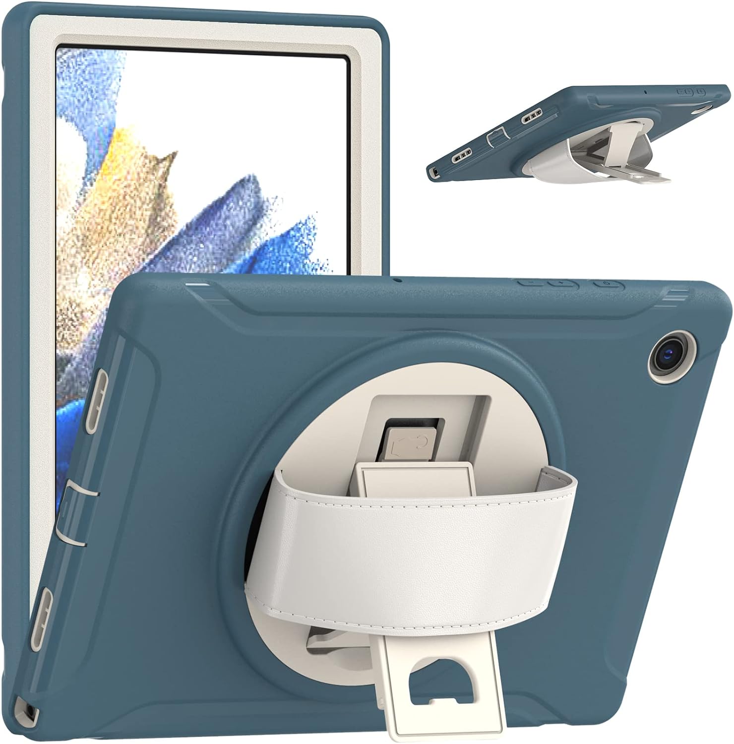 Étui robuste pour tablette avec béquille Defender et dragonne pour Samsung Tab A7 Lite 8,7 Étui robuste pour tablette avec béquille Defender et dragonne pour Samsung Tab A7 Lite 8,7